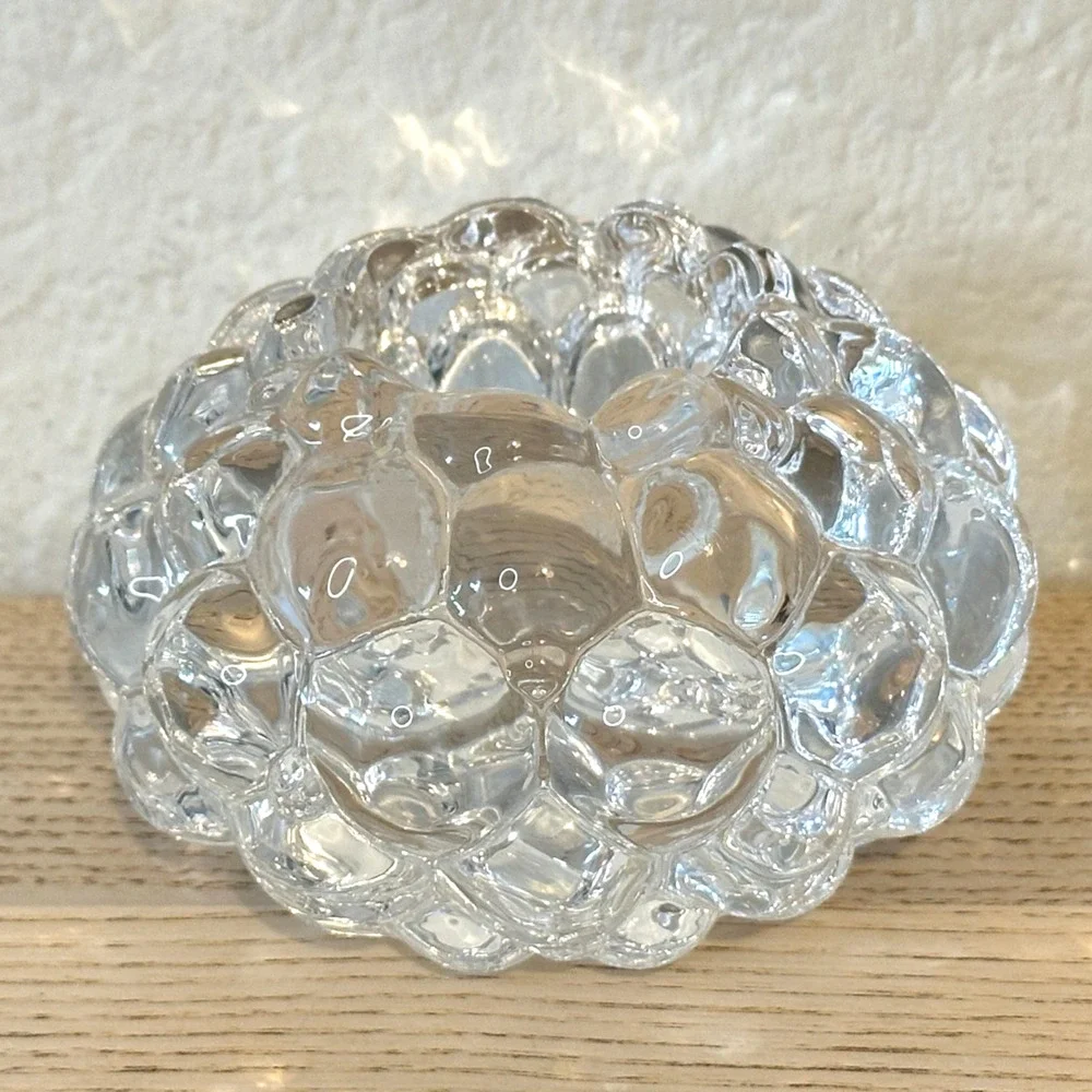 Orrefors Raspberry Art Glass Votive Candle Holder Tealight Bubble Texture Modern